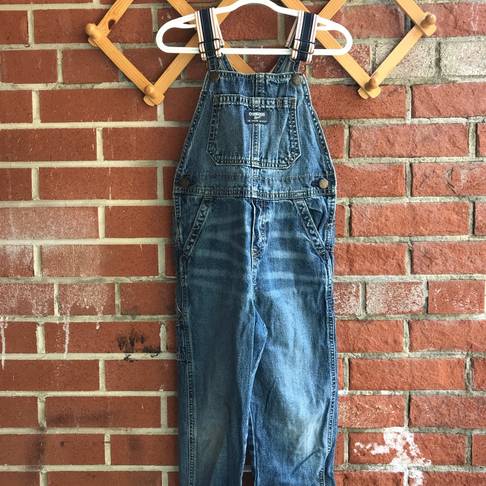 Oshkosh Kids Denim Carpenter Overalls with Striped Adjustable Straps
